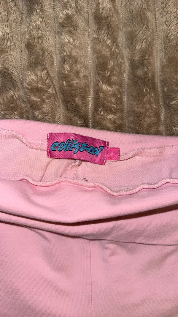 Small Light Pink Fold Over Flare Edikted Leggings  - Image 3
