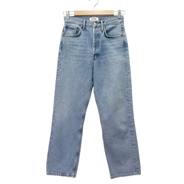 AGOLDE 90s Crop Mid-Rise Loose Straight Jeans Medium Wash Size 23 Organic Denim - Image 2