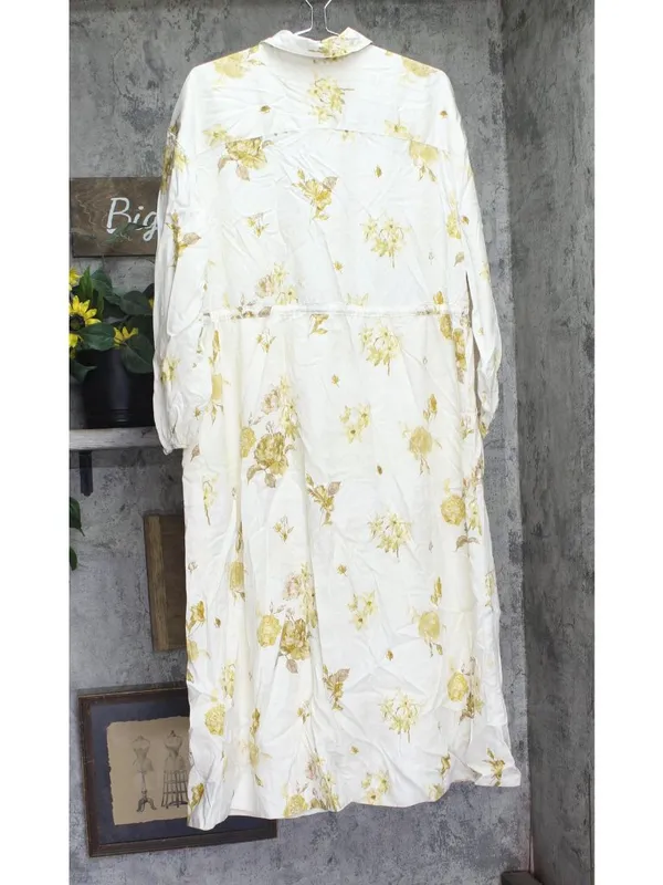 Woolrich X TGT Long Sleeve Utility Midi Shirt Dress Cream Off White Multi M - Image 2