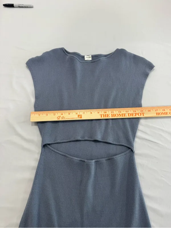 Aritzia Wilfred Free Cut-Out Knit Mini Dress in Dune‎ Blue Size Large - Image 7