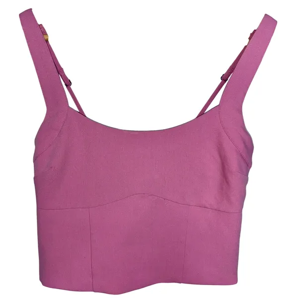Abercrombie & Fitch Pink Smocked Corset Crop Top Cropped Tank Top Womens Size S - Image 2