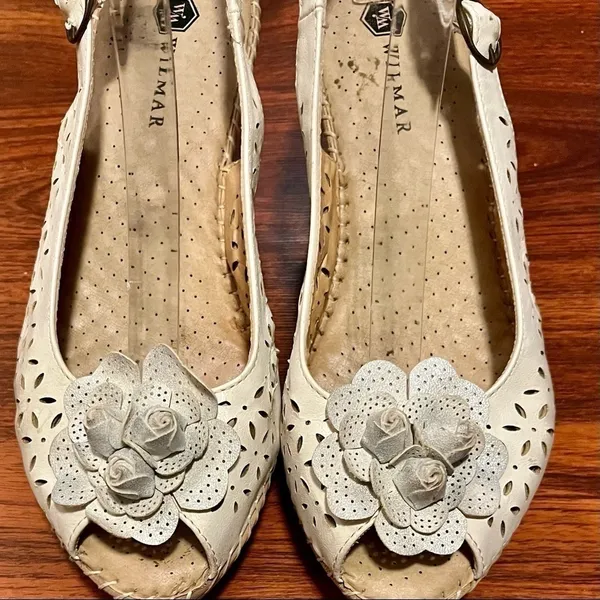 Vintage Wilmar Leather Floral Wedges Size 38 - Image 6