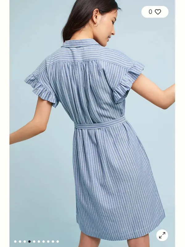 Anthropologie Isabella Sinclair Piper Blue White Stripe Ruffle Sleeve Dress Sz M - Image 2