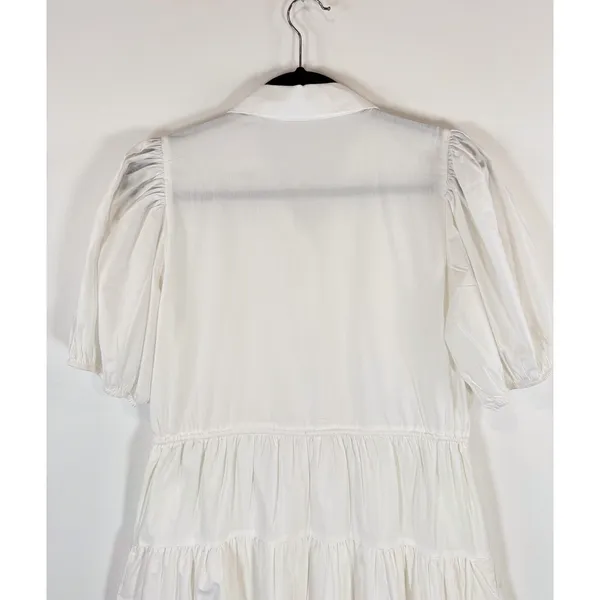 Abercrombie Fitch Dress White Puffed Poplin Mini Tiered Shirtdress Small Petite - Image 8