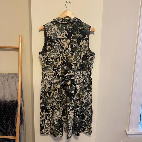 Simply Vera Vera Wang Green Swirl Sleeveless Dress Size L - Image 8