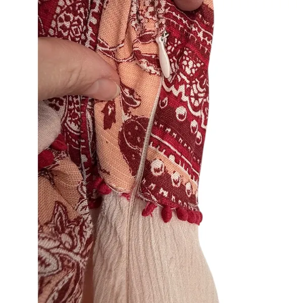 Free People Women's My Love Mini Dress Pink Size XS Boho Pom Pom Balloon Sleeves - Image 8