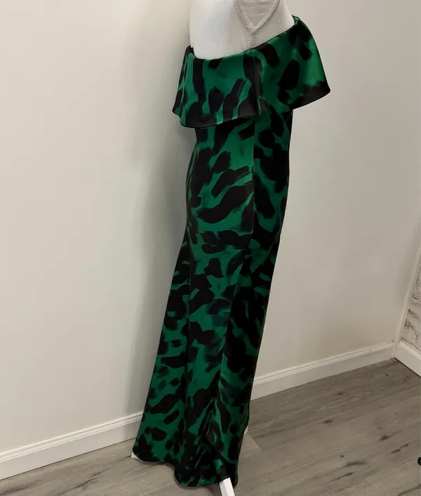 Forever 21 Women’s green black maxi dress ruffle strapless size small gown - Image 4