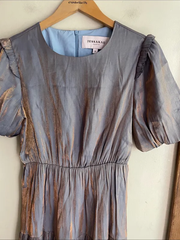 Jessakae Francis Metallic Flute Midi Dress - Image 5