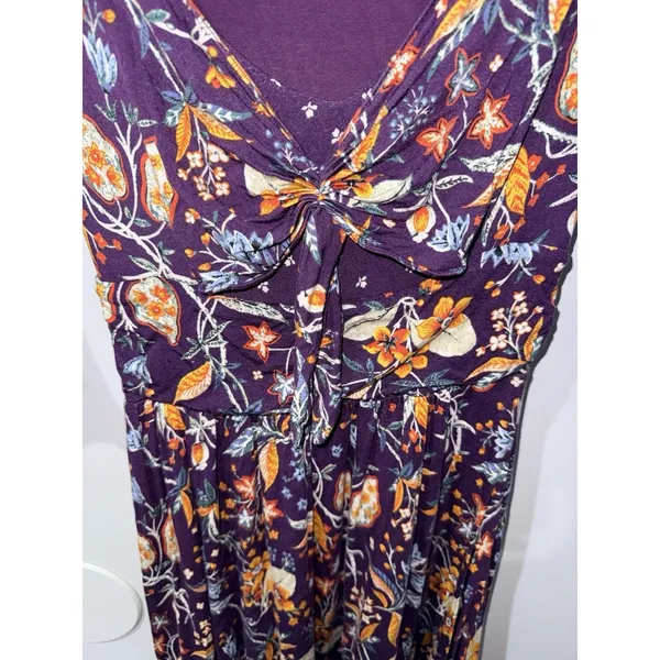 Maeve Anthropologie Empire Waist‎ Beloved Purple Floral Dress Midi Size XS Z - Image 5