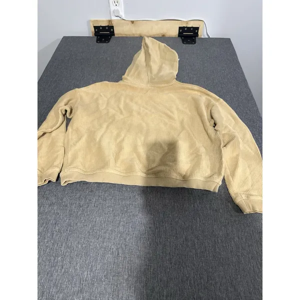 Aerie Tan Oversized Cropped Tan Ribbed Hoodie Womens Sz S - Image 8