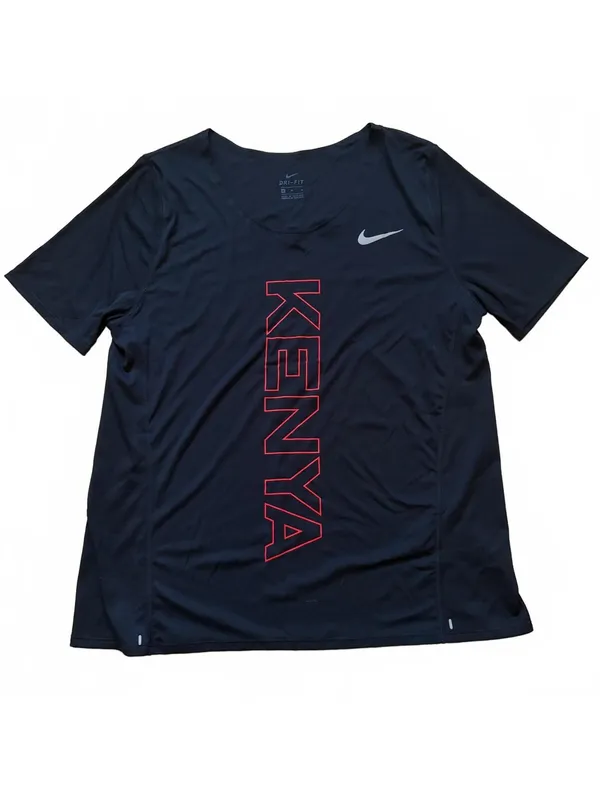 Nike Team Kenya City Sleek Running Top CV0385-010 Black Women's Size Medium - Image 2