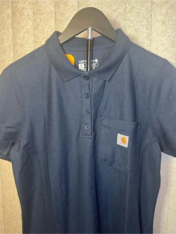 Carhartt‎ NWT Women’s Navy Relaxed Fit Stain Breaker Pocket Polo M - Image 3