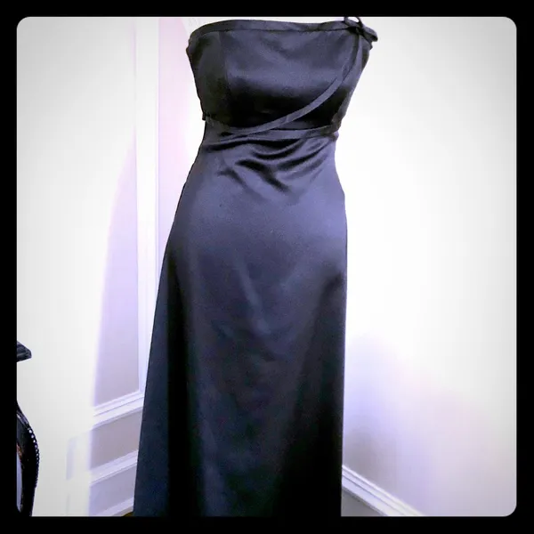 After Six Black Strapless Floor Formal Dress S/M - Image 2