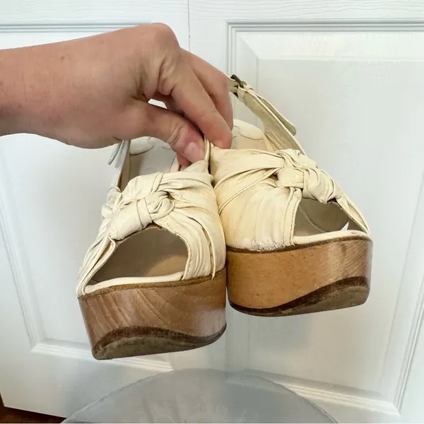 CHLOE Size US8 IT38 White Leather Chunky Heel Platform Sandals - Image 3