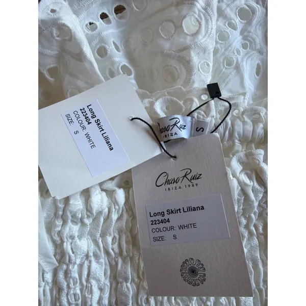 Charo Ruiz Ibiza Liliana Eyelet Midi Skirt White Fruition Womens Size Small - Image 10
