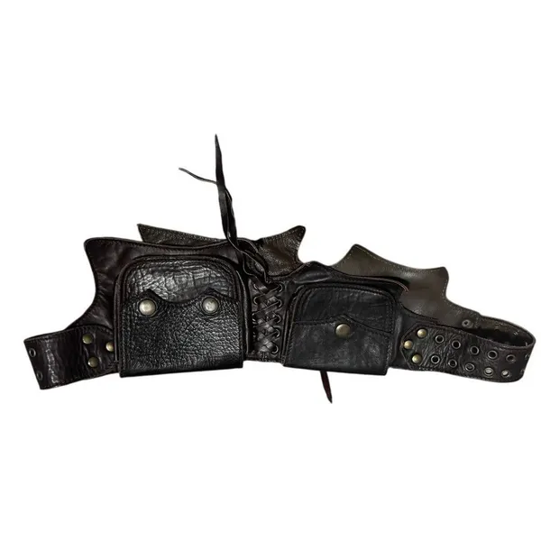 Steampunk Leather Utility Hip Belt Waist Bag Pouch Cosplay Viking Pirate - Image 4