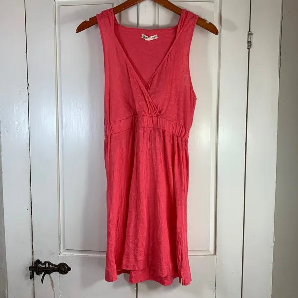 American Eagle‎ Coral Pink Hood Surplice Empire Waist Mini Dress XS Beach Resort - Image 3