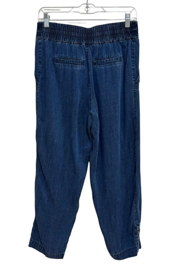 Soft Surroundings Elastic Waist Tencel Chambray Easy Fit Crop Pants S Petite - Image 2