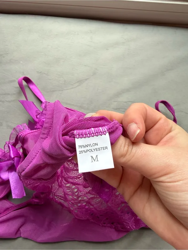 Victoria's Secret Lace Bow-Accent Sheer Teddy Bodysuit - Fuchsia - Image 3
