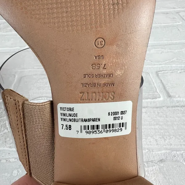 SCHUTZ Heels Victorie Womens 7.5 Nude Transparent 2‎ Strap Block Heel Sandals B - Image 14