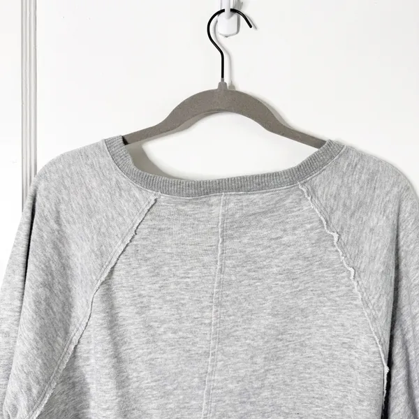 Anthropologie Pilcro Reworked Popover V-Neck Sweatshirt Cotton Gray Distressed L - Image 11