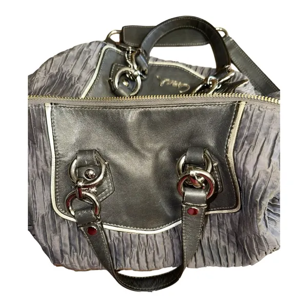 COACH • Ashley Gathered Sateen/Leather Grey Satchel Bag Purse • F20084 - Image 6