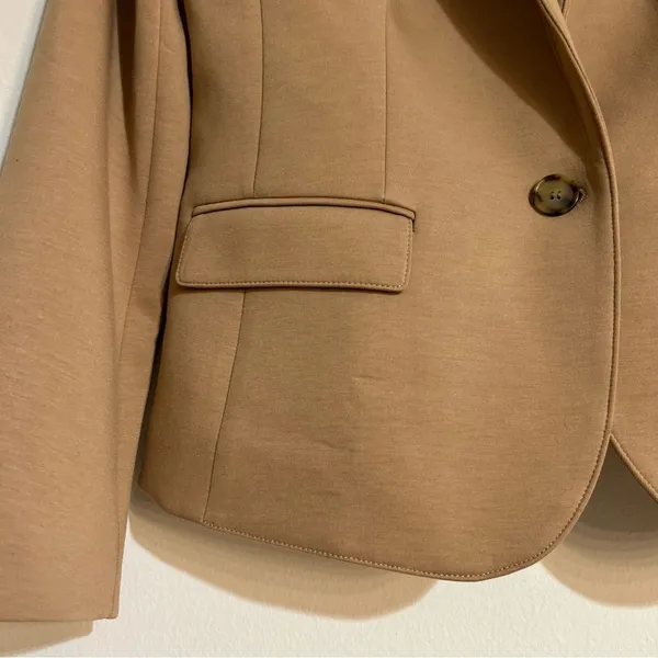 Ann Taylor The Petite One Button Blazer Double Knit Tan 6P Work Office Travel - Image 6