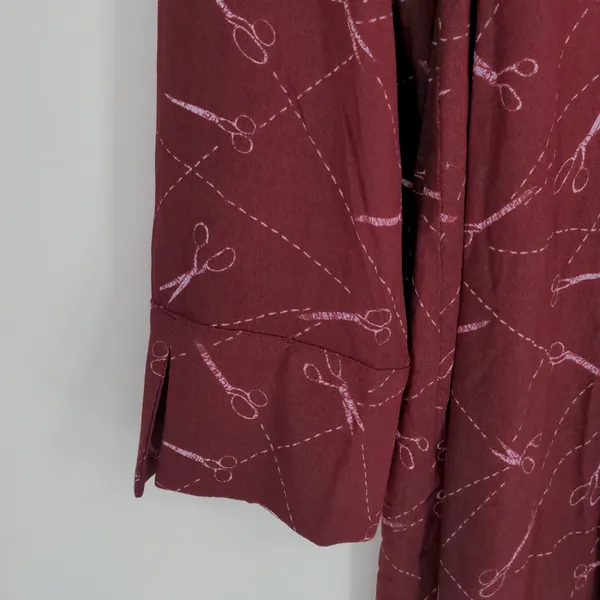 Modcloth A Cut Above Average Shirt Dress Size 12 Burgundy Scissors Hair Stylist‎ - Image 10