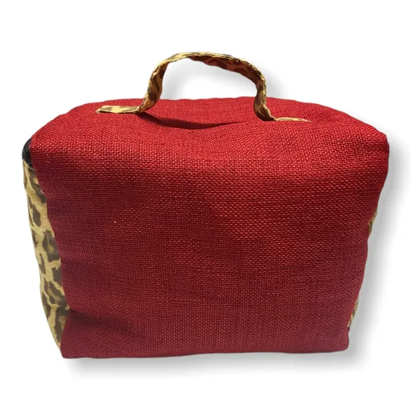 1154 Lill‎ Studio Leopard Print Red Tweed Makeup Cosmetic Toiletry Bag Travel - Image 3