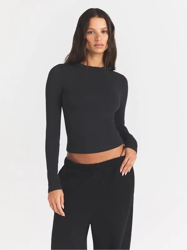 Skims cotton Jersey long sleeve shirt soot NWT small $56 - Image 3