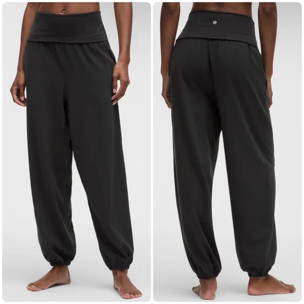 Lululemon Womens Align Foldover Relaxed Harem Jogger Black Nulu Yoga Pants 10 - Image 2