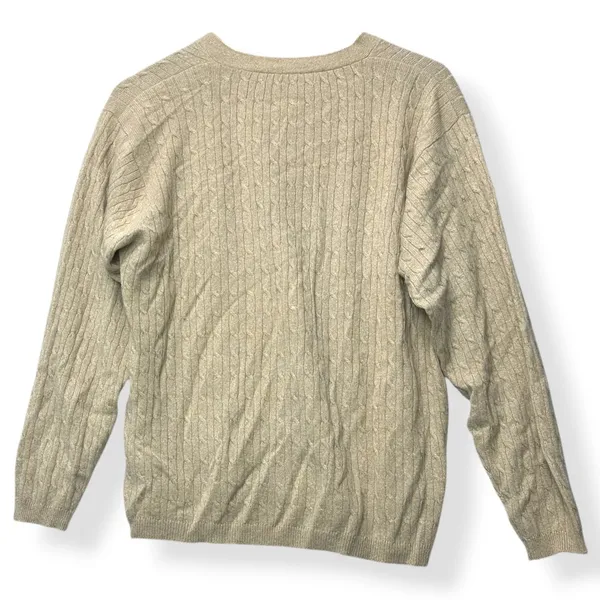 Vtg Mondi Women Cardigan Beige L 100% 2-Ply‎ Cashmere Cable Knit Quiet Luxury - Image 3