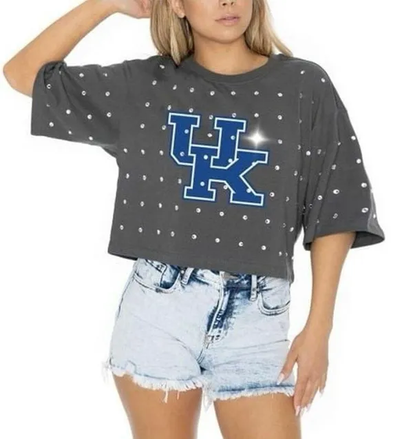 Gameday Couture Women's Blue Kentucky Wildcats Go Time Rhinestone Crop Tshirt XS - Image 3