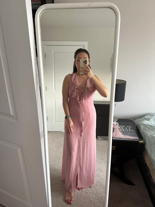 Pink Ruffle Maxi Dress - Image 4