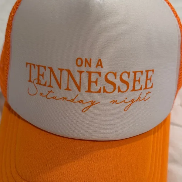 On a Tennessee Saturday Night Orange and White Trucker Hat - Image 2