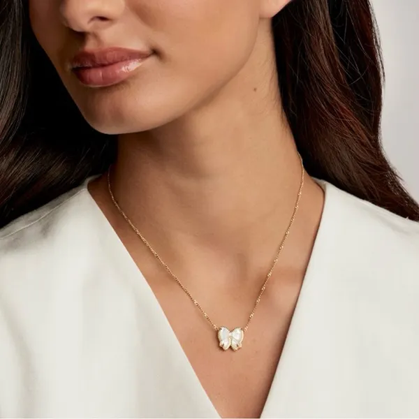 Kendra Scott white Haley Bow Gold Short Pendant Necklace - Image 2