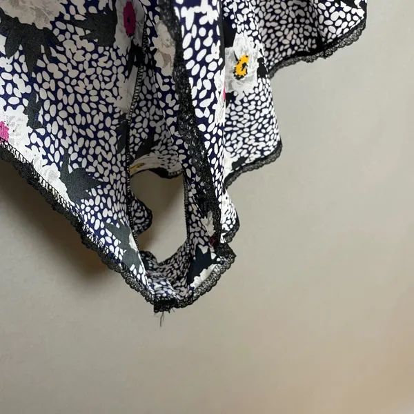 Vintage Teddy Lingerie Floral 1980s Women Lace Navy‎ White Ruffle Retro Bodysuit - Image 11