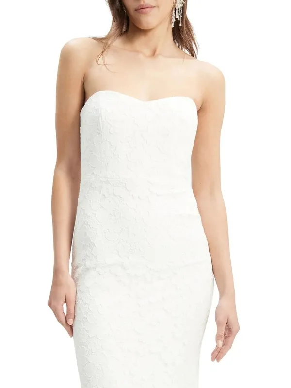 Bardot Kayleigh Midi Dress in White 2 New Womens Lace Strapless - Image 9