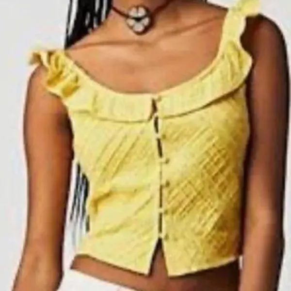NWOT Free People Yellow Riviera Lace Tank Size Small - Image 4