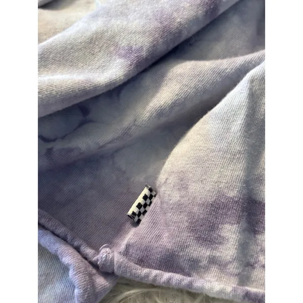 Vans Purple Tie Dye Long Sleeve Crop Top‎ Checkerboard Sleeve Logo Tee - Image 4