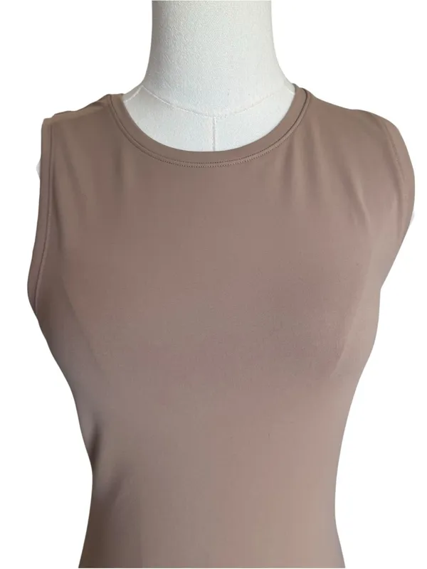 Abercrombie - Soft A&F Sleeveless Bodysuit Taupe Beige Sz M - Image 7