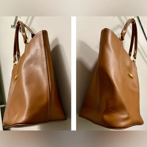 Longchamp Small Leather Tote | Brown - Image 3