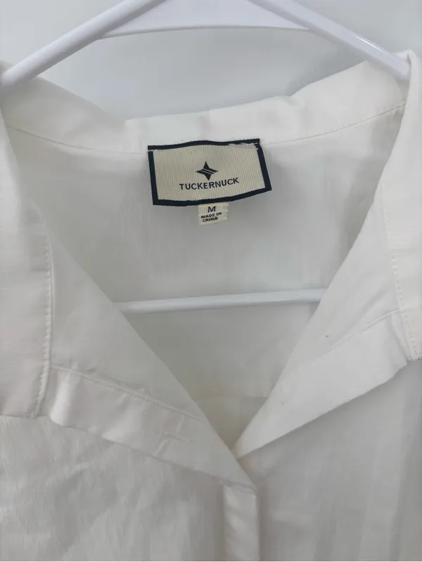 Tuckernuck White Collared Sleeveless Shirt dress preppy coastal - Image 3