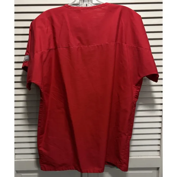 Scrub Zone Scrub Top Red Short Sleeve V Neck Pockets Size SML‎ Unisex Medical - Image 6