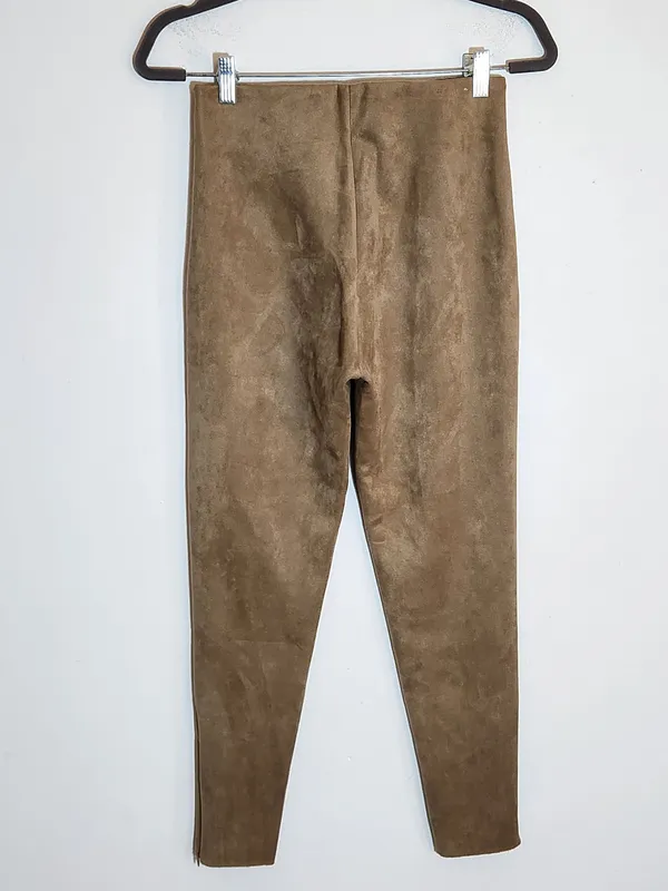 Zara Brown Faux Suede Skinny Ankle Pants Size Medium - Image 4