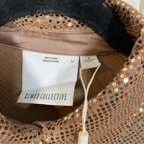C/MEO Collective After Dark Sequin Blouse‎ Shirt Rose Gold NWT Size Medium 6 - Image 5