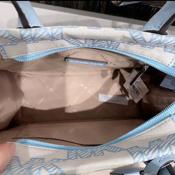 Michael Kors Vista Blue Mirella Tote Purse Small Shopper Top Zip Crossbody - Image 3
