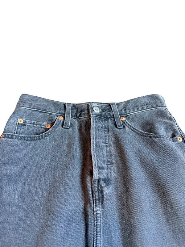 Levi's Grey Denim A Line Maxi Skirt High Slit Five Pocket Size 24 Women's NWT - Image 2