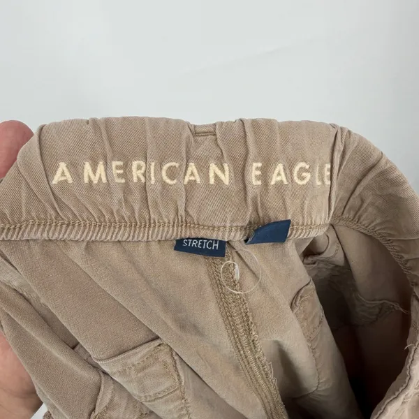 American Eagle Mid Rise Baggy Wide‎ Leg Size 8 Stretch Lyocell Cargo Pants - Image 3