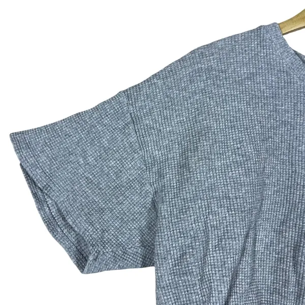OFFLINE by Aerie Waffle Knit Cropped Short Sleeve Top Heather Grey Size M - Image 6